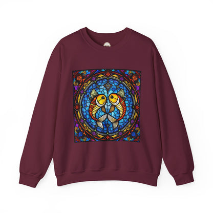 Unisex Heavy Blend™ Crewneck Sweatshirt, Glass 1, Pisces Zodiac Design