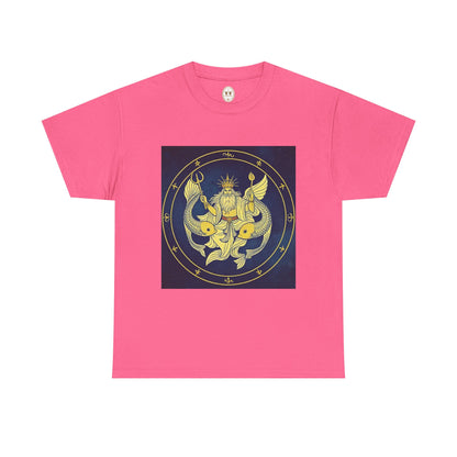 Unisex Heavy Cotton T-Shirt, King of Pisces, Zodiac Design