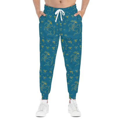 Athletic Joggers, Zodiac Design, Pattern v1, Aquarius, AOP