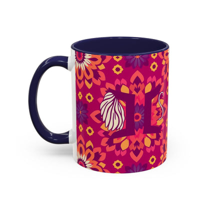 Accent Coffee Mug, Gemini, Zodiac v1, Flower Pattern, (11, 15oz)