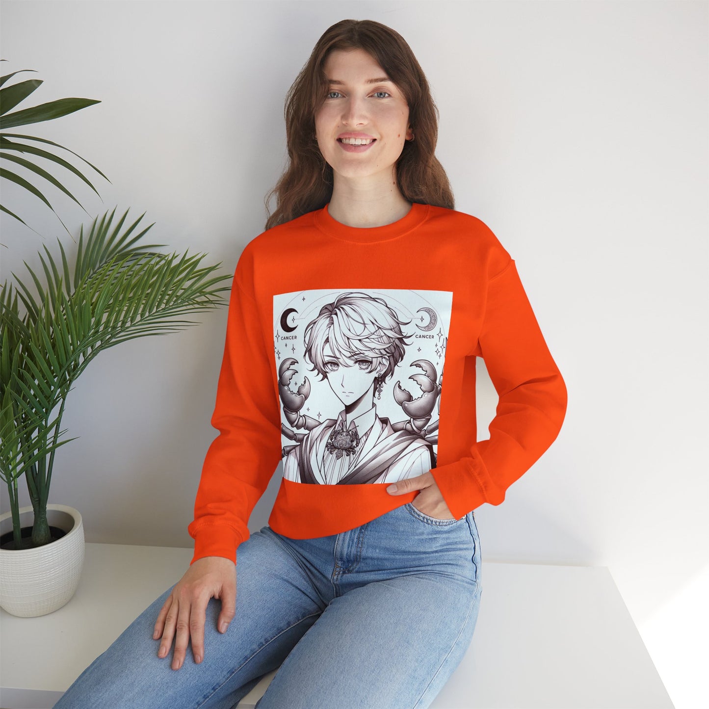 Unisex Heavy Blend™ Crewneck Sweatshirt,Two Moon, Cancer Zodiac Design