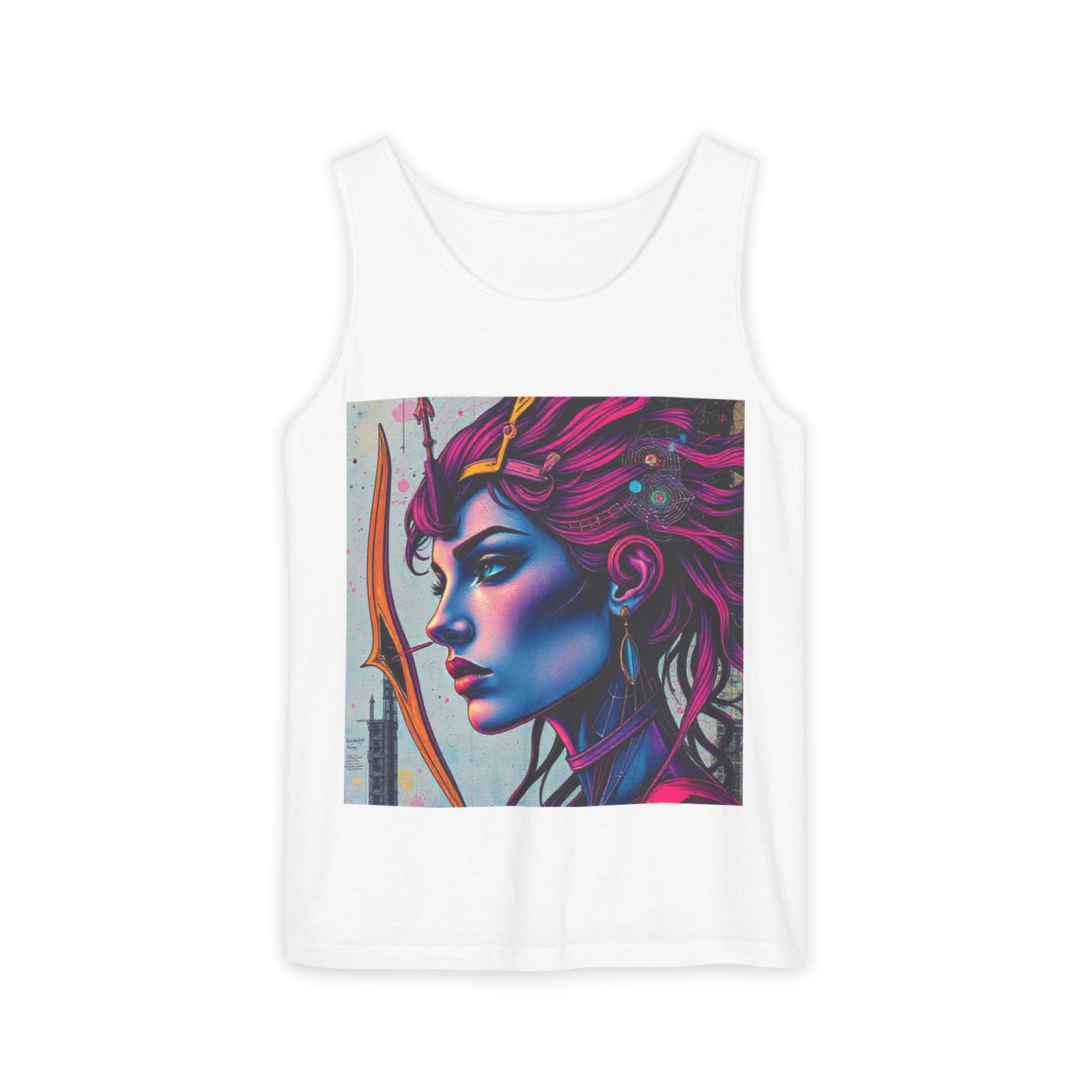 Unisex Garment-Dyed, Tank Top, Sagittarius Design, Pop Art, 100% US cotton