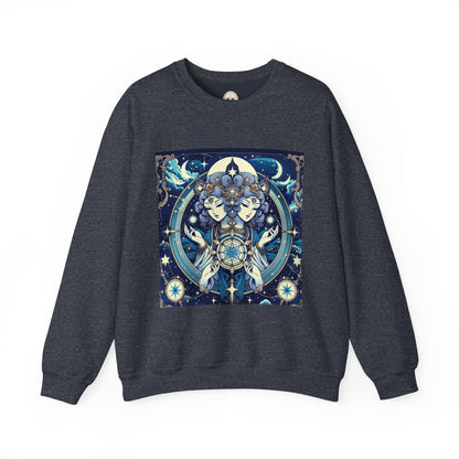 Unisex Heavy Blend™ Crewneck Sweatshirt,Twin Body, Gemini Zodiac Design