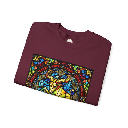 Unisex Heavy Blend™ Crewneck Sweatshirt, Glass, Taurus Zodiac Design