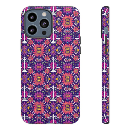 Tough Cases, Libra, Zodiac v4, Flower Pattern