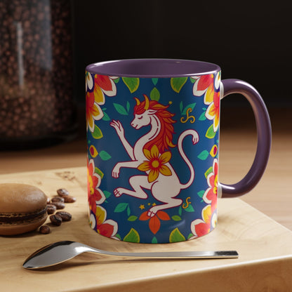 Accent Coffee Mug, Virgo, Zodiac v3. Flower Pattern, (11, 15oz)