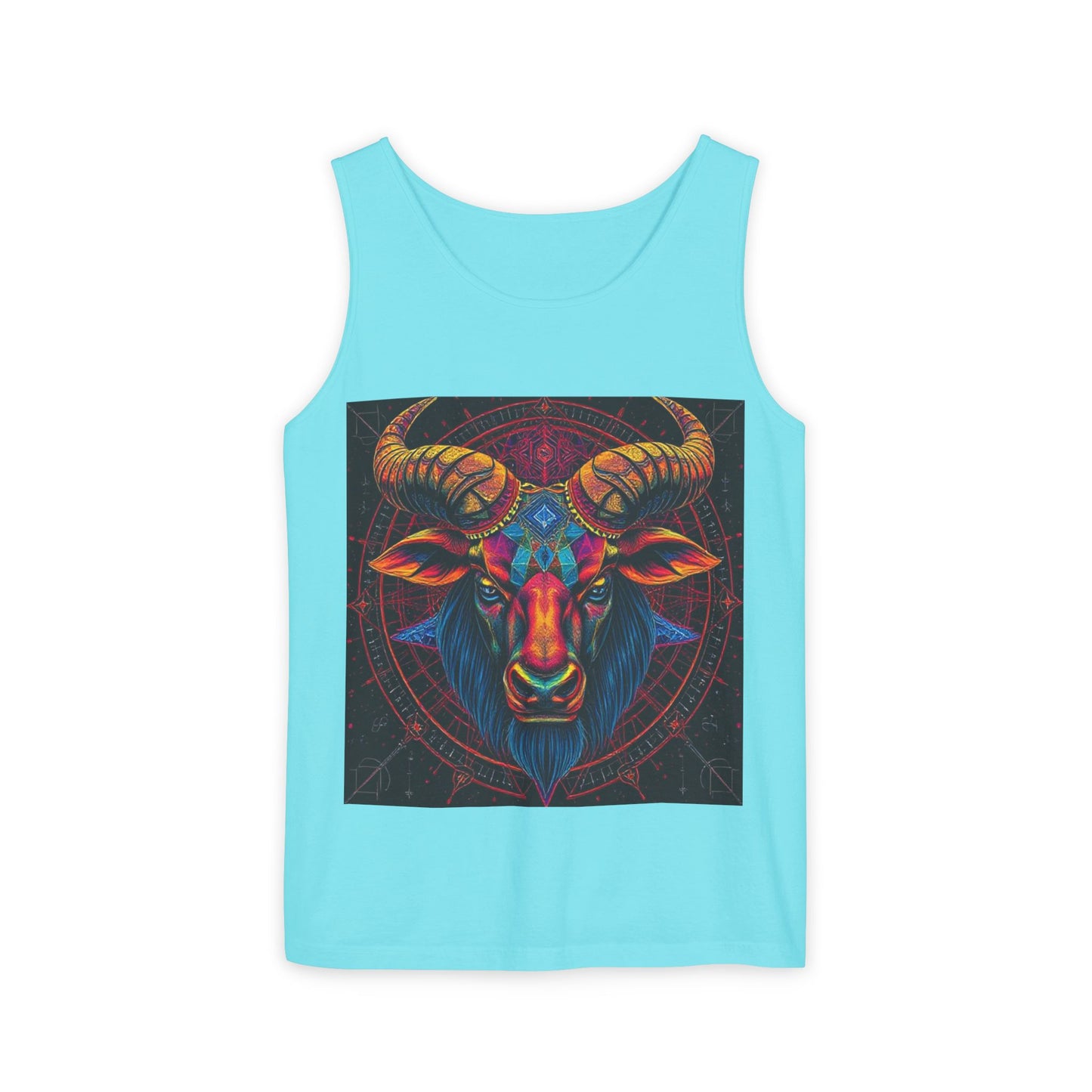 Unisex Garment-Dyed, Tank Top, Taurus Design, Pop Art v1, 100% US cotton