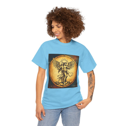 Unisex Heavy Cotton T-Shirt, Angel Twin, Gemini Zodiac Design
