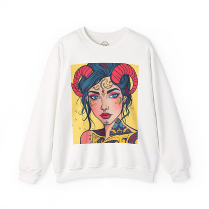 Unisex Heavy Blend™ Crewneck Sweatshirt, Aries, Zodiac v2, Sexy Pattern
