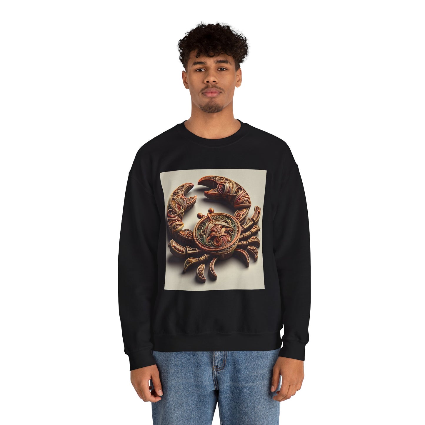 Unisex Heavy Blend™ Crewneck Sweatshirt, Crab Artifact, Cancer Zodiac Design
