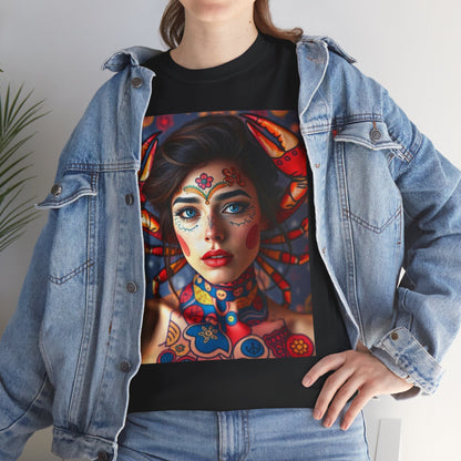 Unisex Heavy Cotton T-Shirt, Cancer, Zodiac v1, Sexy Art
