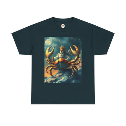 Unisex Heavy Cotton T-Shirt, Crustacean King, Cancer Zodiac Design