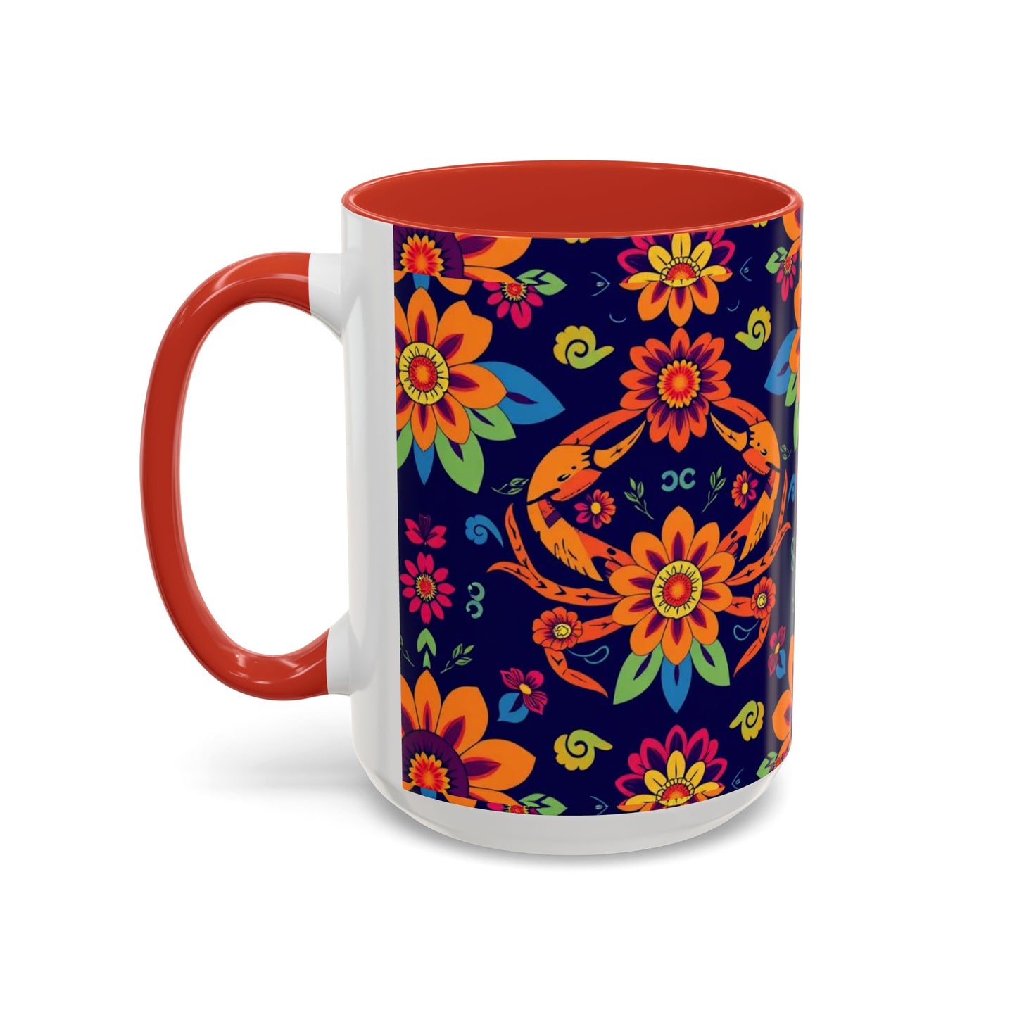 Accent Coffee Mug, Cancer, Zodiac, Flower Pattern, (11, 15oz)