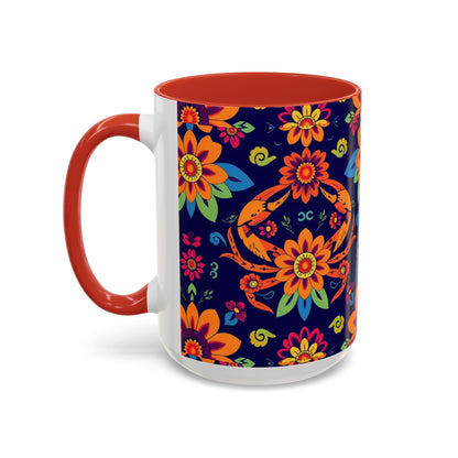 Accent Coffee Mug, Cancer, Zodiac, Flower Pattern, (11, 15oz)
