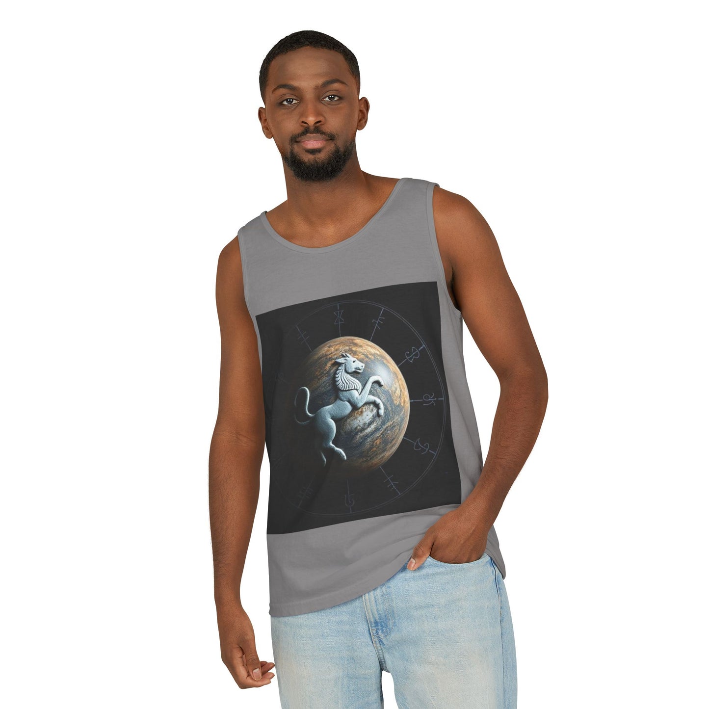 Unisex Garment-Dyed, Tank Top, Aquarius Design, Planet Animal, 100% Ringspun US cotton