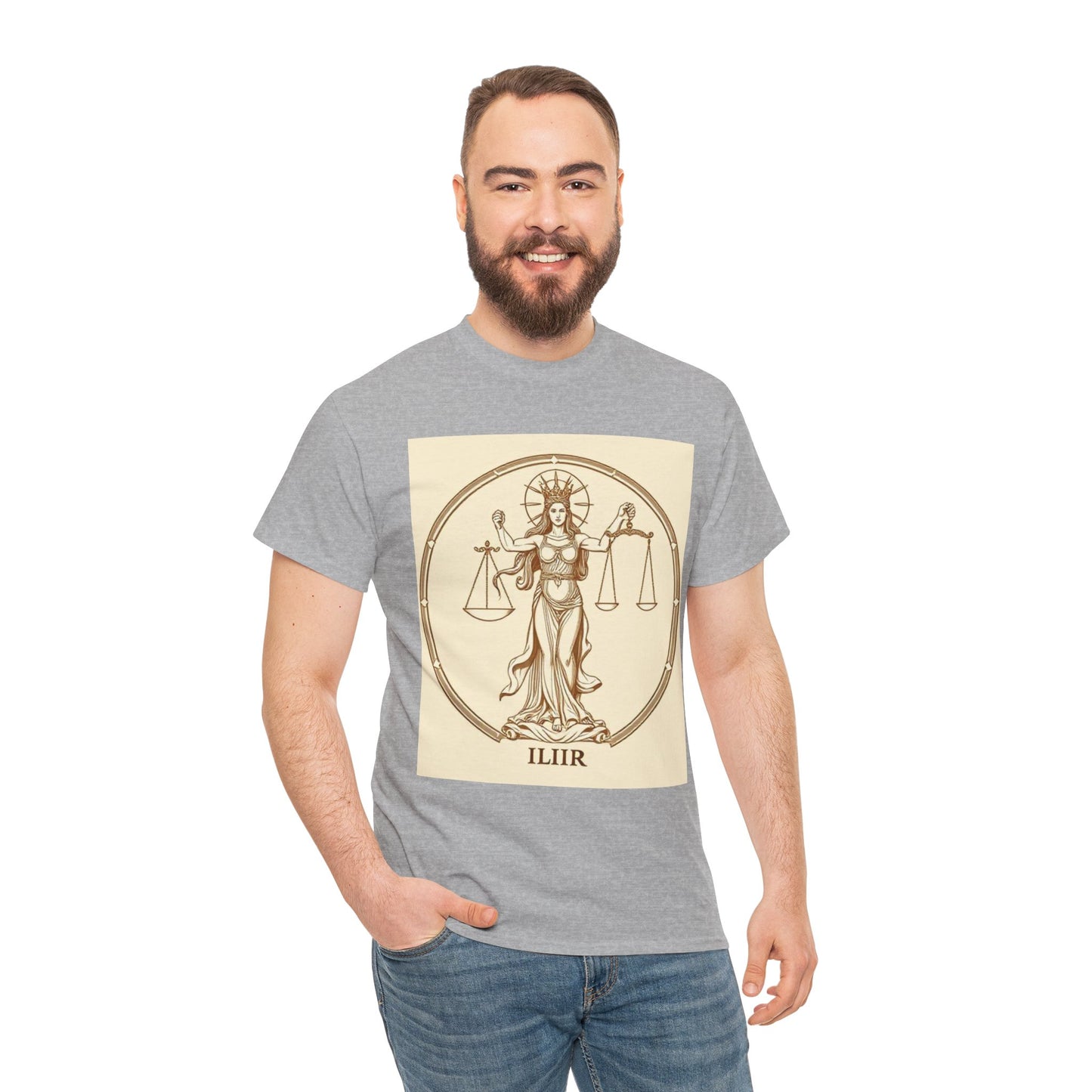 Unisex Heavy Cotton T-Shirt, Libra Goddess, Zodiac Design