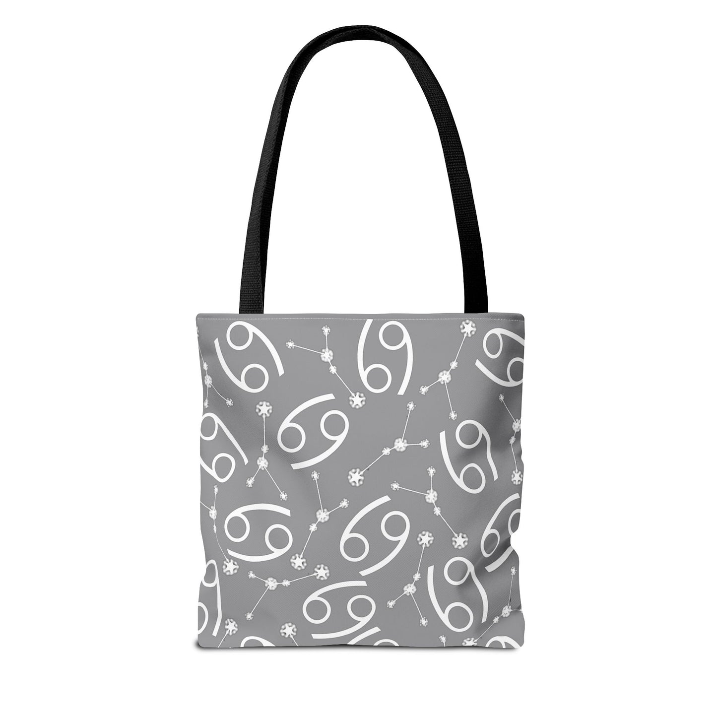 Tote Bag, Cancer Zodiac Sign, AOP, (Grey, White)