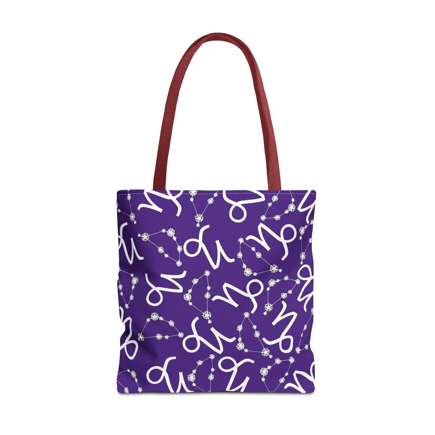 Tote Bag, Capricorn Zodiac Sign, AOP, (Purple, White)