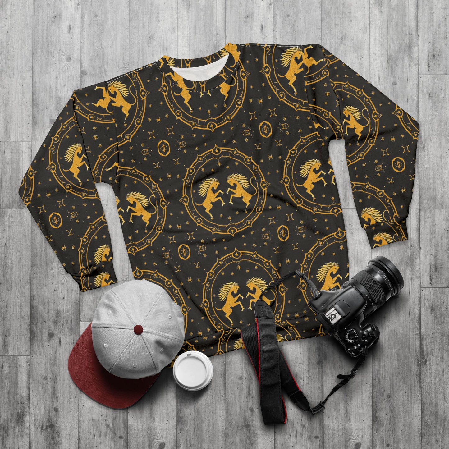 Unisex Sweatshirt, Zodiac Design, Pattern, Gemini, AOP