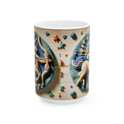 Ceramic Mug, (11oz, 15oz), Ceramic Coffee Mug, Colour Horse, Sagittarius Zodiac Design
