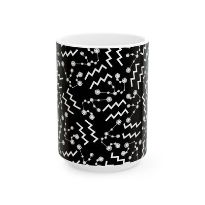 Ceramic Mug, (11oz, 15oz), Ceramic Coffee Mug, Black AOP, Aquarius Zodiac Design