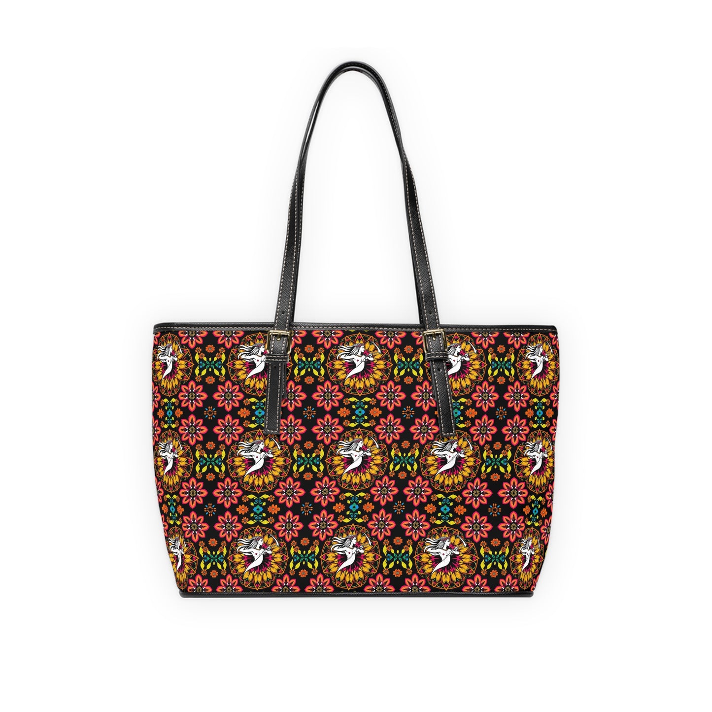 Leather Shoulder Bag, Sagittarius, Zodiac, Flower Pattern