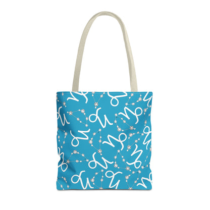 Tote Bag, Capricorn Zodiac Sign, AOP, (Turquoise, White)