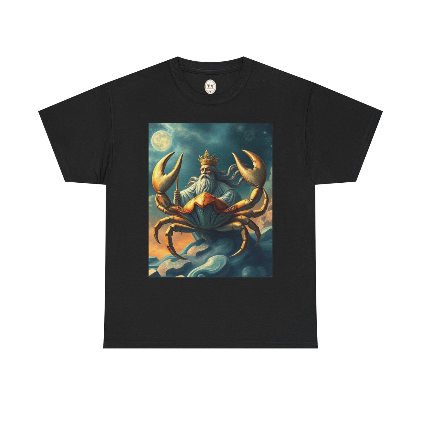 Unisex Heavy Cotton T-Shirt, Crustacean King, Cancer Zodiac Design