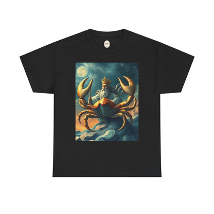 Unisex Heavy Cotton T-Shirt, Crustacean King, Cancer Zodiac Design