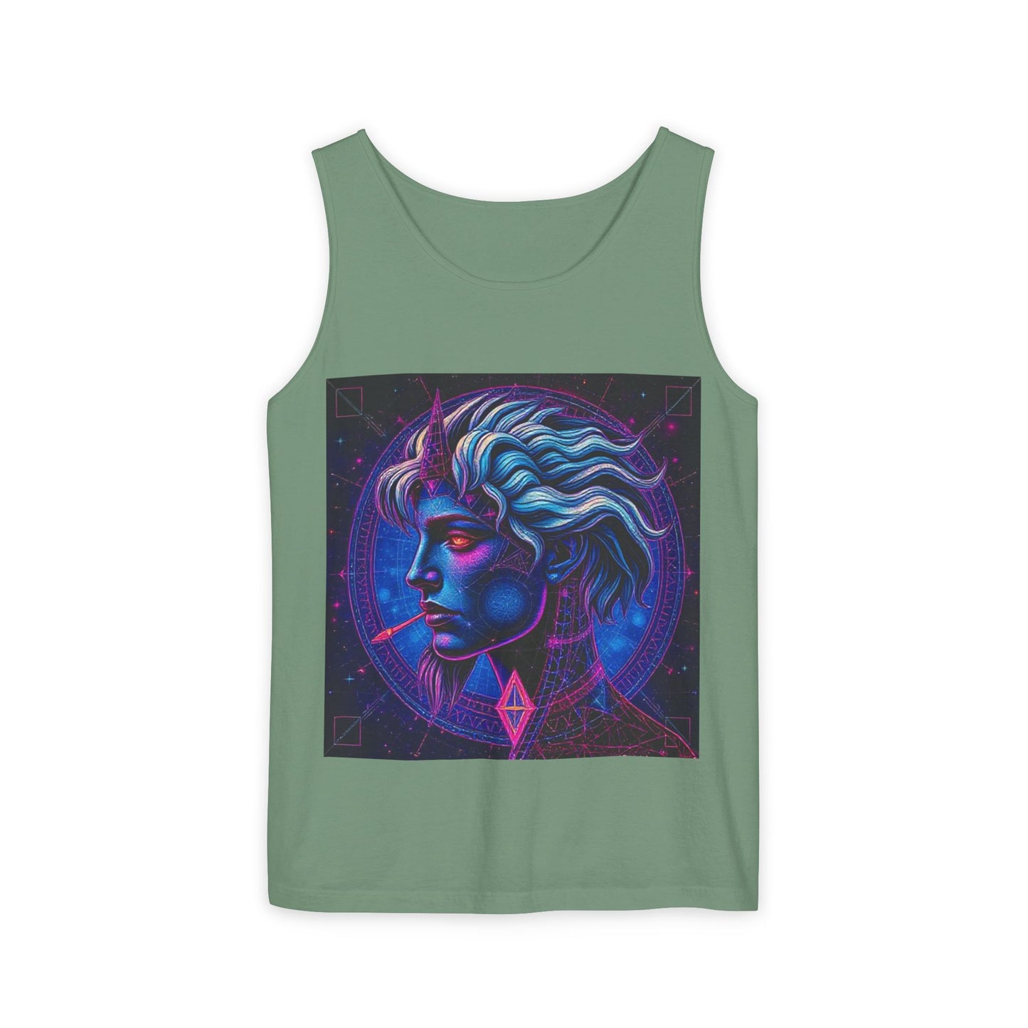 Unisex Garment-Dyed, Tank Top, Gemini, Pop Art v1, 100% US cotton
