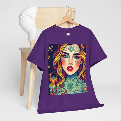 Unisex Heavy Cotton T-Shirt, Aquarius, Zodiac v2, Sexy Art