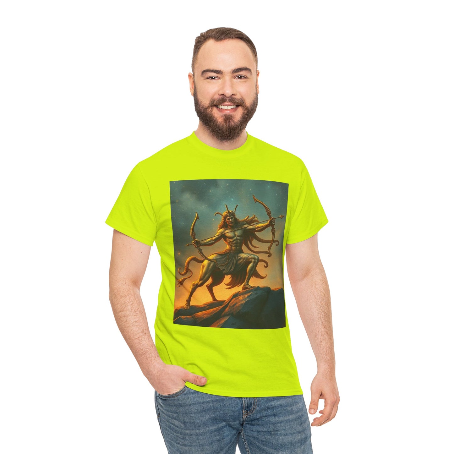 Unisex Heavy Cotton T-Shirt, Arrow Centaur v1, Sagittarius Zodiac Design
