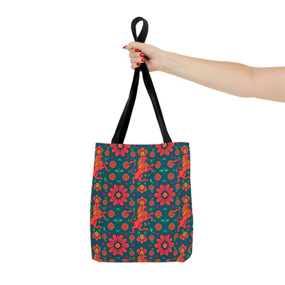 Tote Bag, (AOP), Leo, Zodiac v4, Flower Pattern