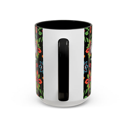 Accent Coffee Mug, Taurus, Zodiac v2. Flower Pattern, (11, 15oz)