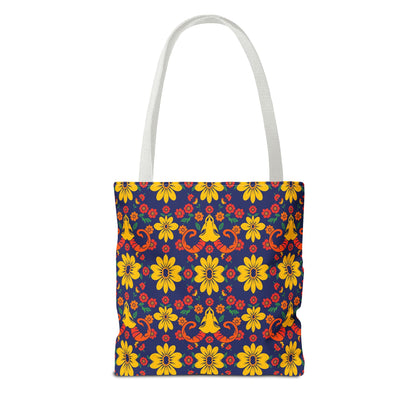 Tote Bag, (AOP), Aries, Zodiac v5, Flower Pattern