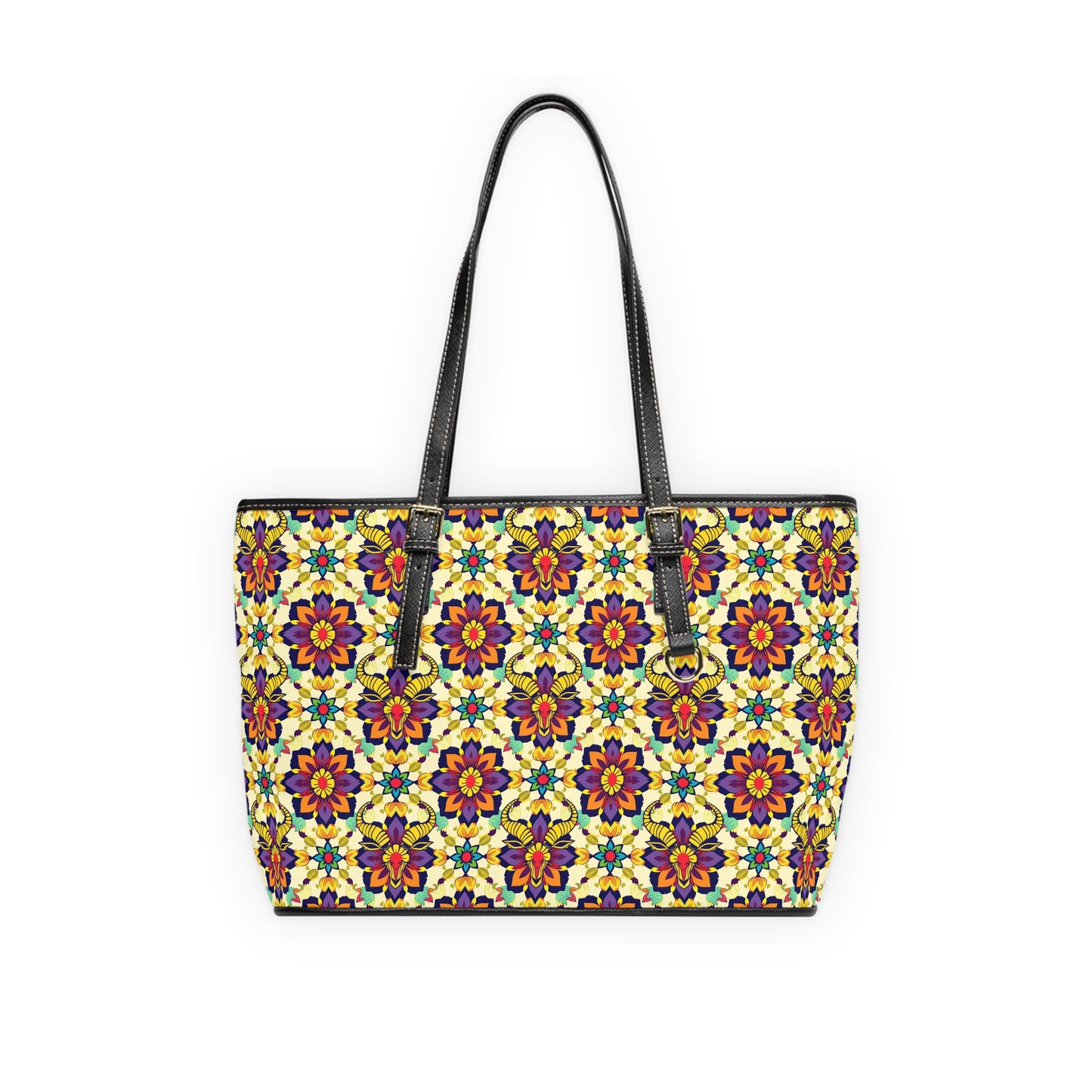 Leather Shoulder Bag, Taurus, Zodiac v2, Flower Pattern