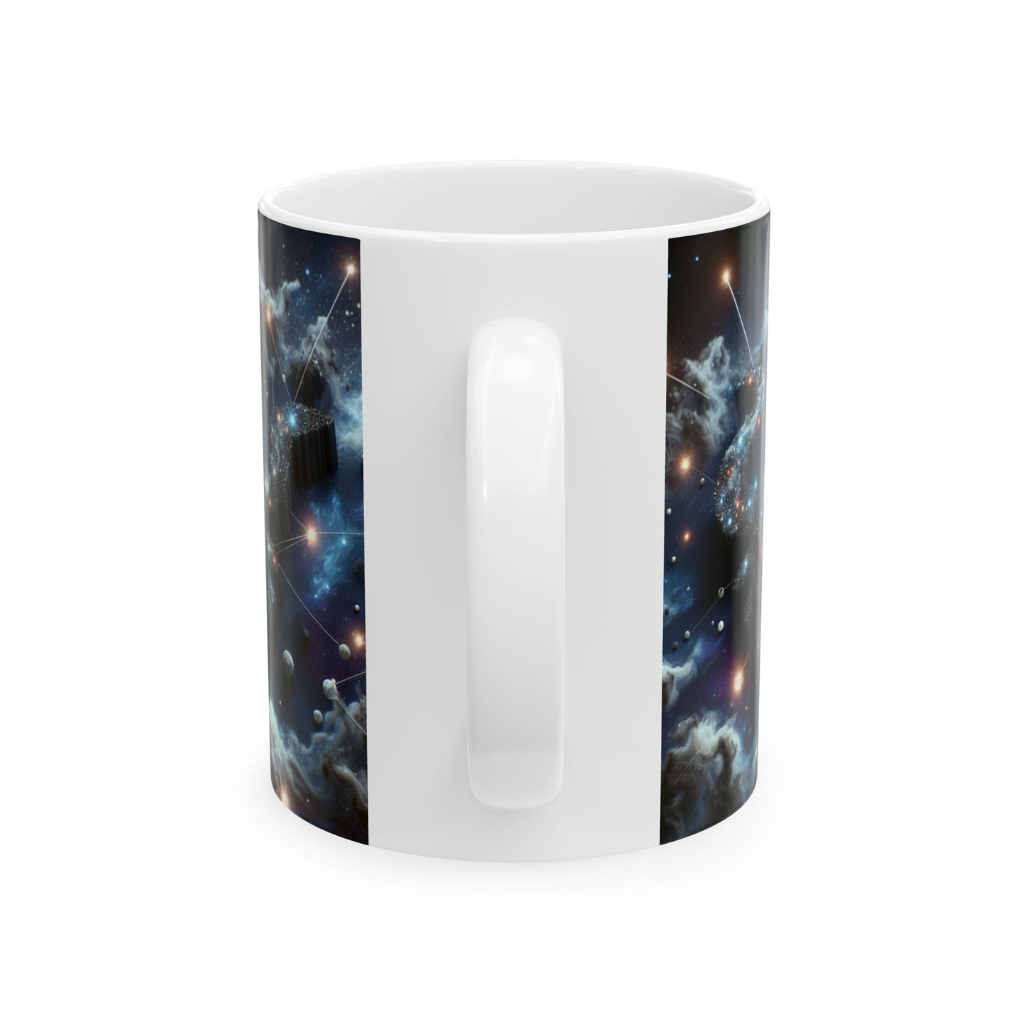 Ceramic Mug, (11oz, 15oz), Ceramic Coffee Mug, Space Bull, Smokey, Taurus Zodiac Design