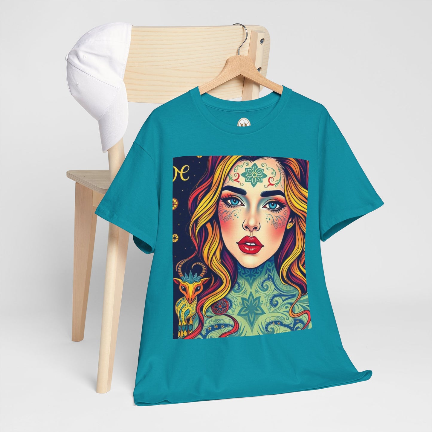 Unisex Heavy Cotton T-Shirt, Aquarius, Zodiac v2, Sexy Art