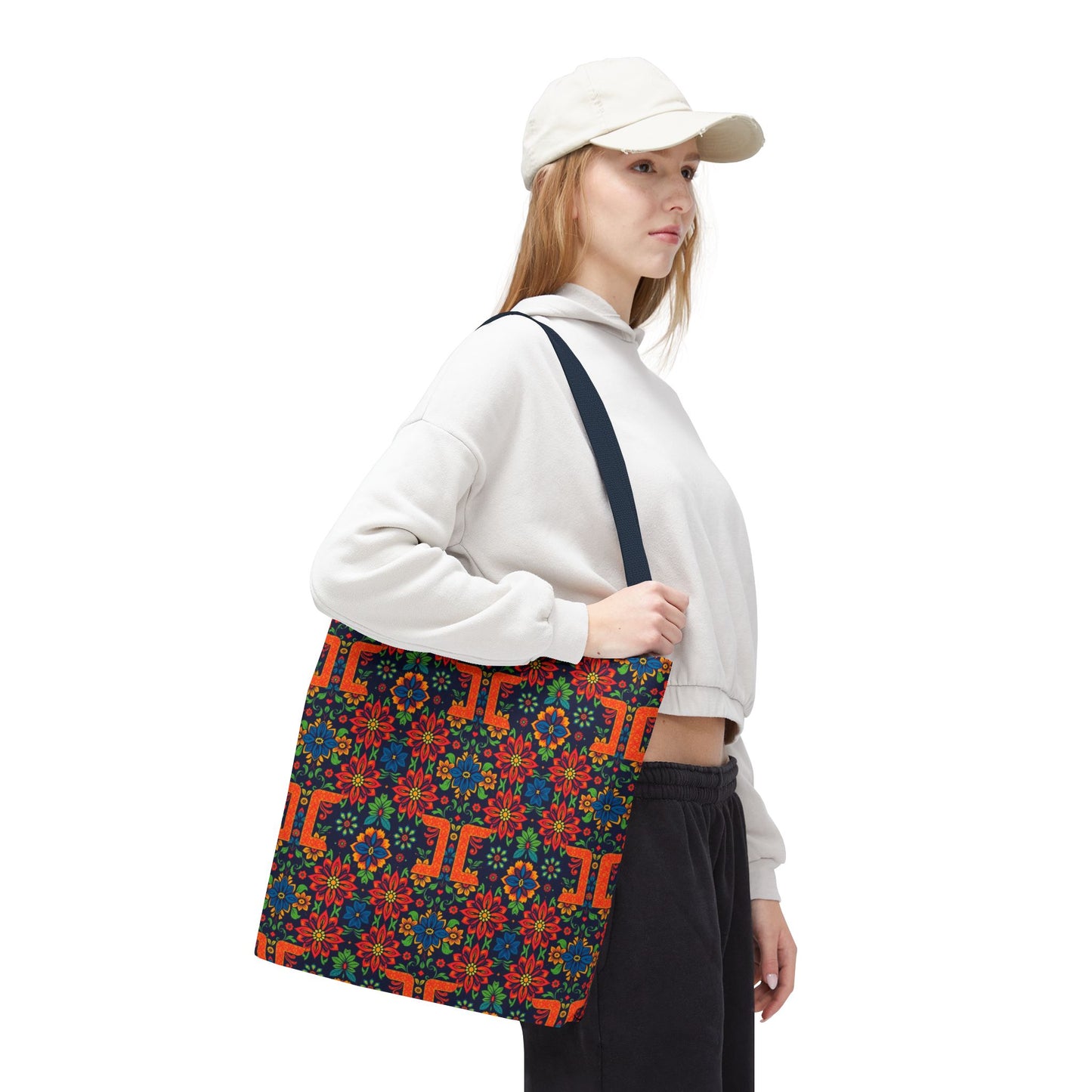 Tote Bag, (AOP), Gemini, Zodiac v1, Flower Pattern