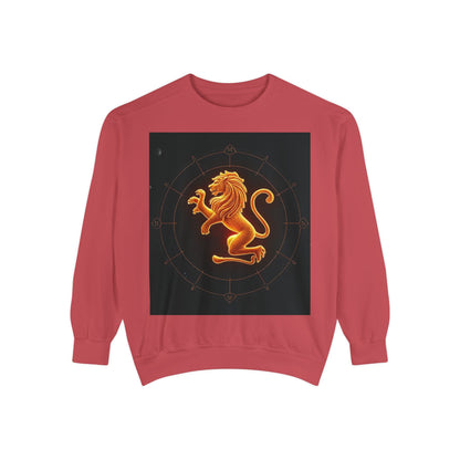 Garment-Dyed Sweatshirt, Unisex, Space Animal Design v1, Leo