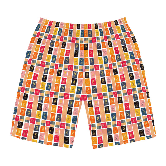 Men's Board Shorts, (AOP), Virgo, Zodiac v2, Shape Pattern