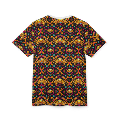 Unisex Cut & Sew T-Shirt, (AOP), Cancer, Zodiac v4, Jewels Pattern