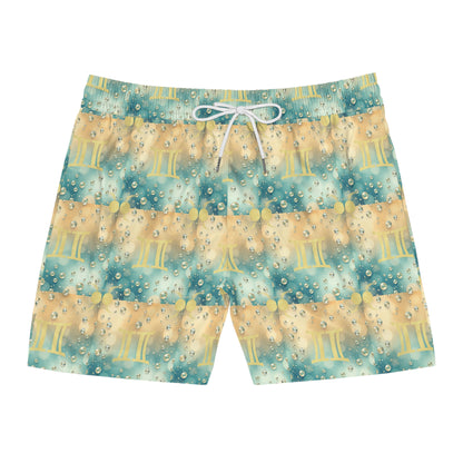 Men's Mid-Length Swim Shorts, (AOP), Gemini, Zodiac v4, Bubble Pattern