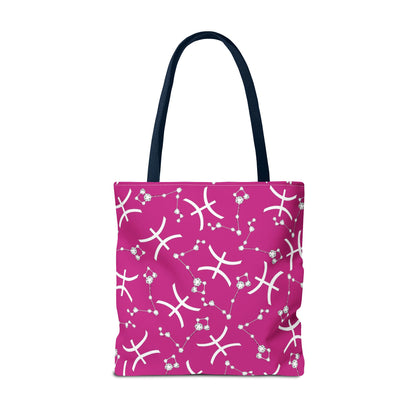 Tote Bag, Pisces Zodiac Sign, AOP, (Pink, White)