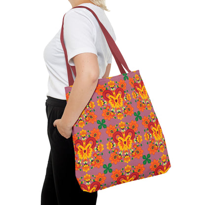 Tote Bag (AOP), Aries, Zodiac v1, Flower Pattern