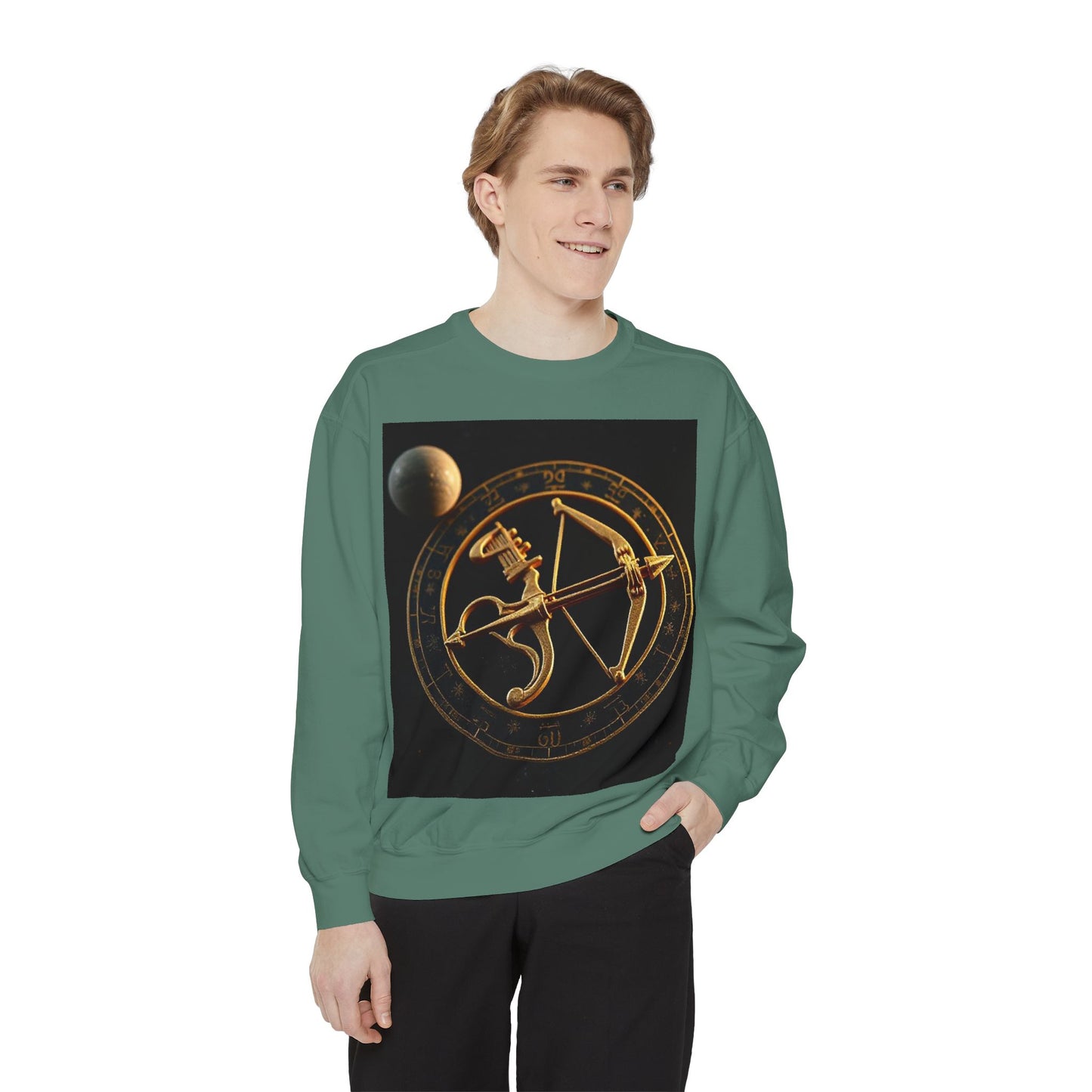 Garment-Dyed Sweatshirt, Unisex, Space Symbol Design, Sagittarius
