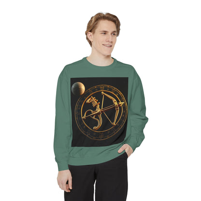 Garment-Dyed Sweatshirt, Unisex, Space Symbol Design, Sagittarius