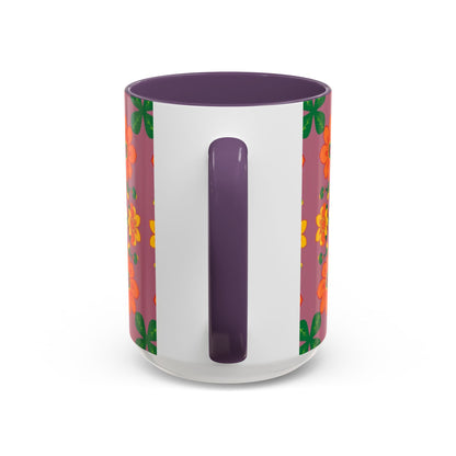 Accent Coffee Mug, Aries, Zodiac v1, Flower Pattern, (11, 15oz)