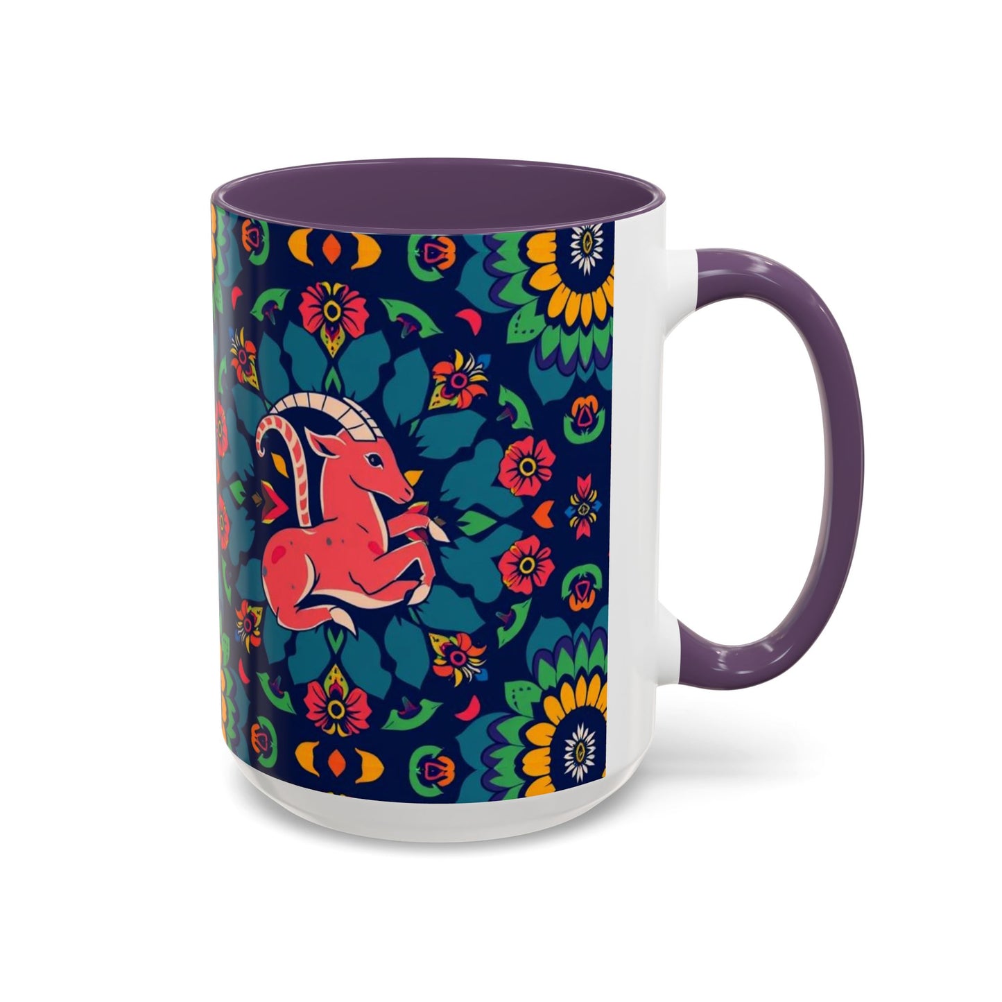Accent Coffee Mug, Capricorn, Zodiac, Flower Pattern, (11, 15oz)