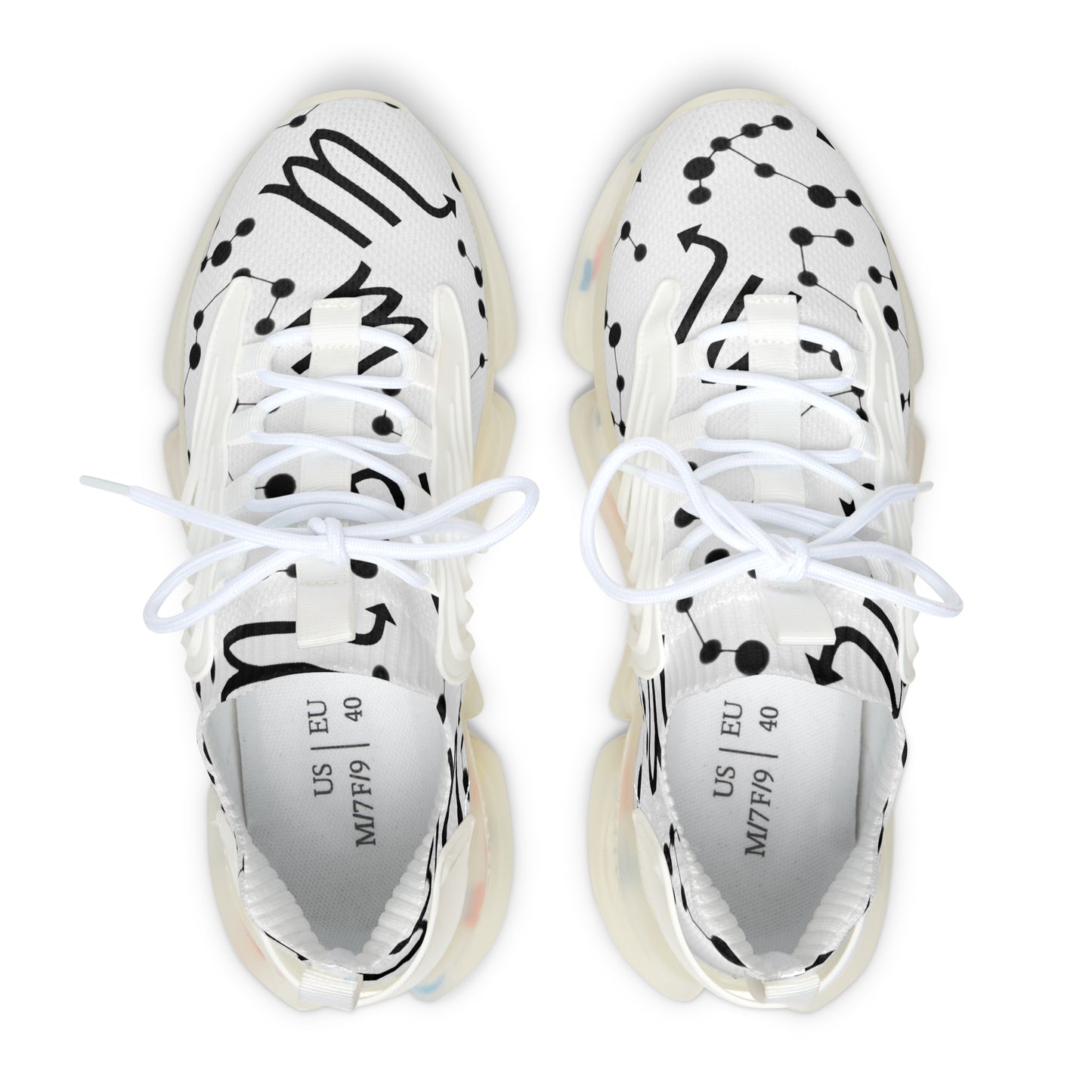 Women's Mesh Sneakers, Constellation & Symbol, Scorpio Zodiac Sign, AOP